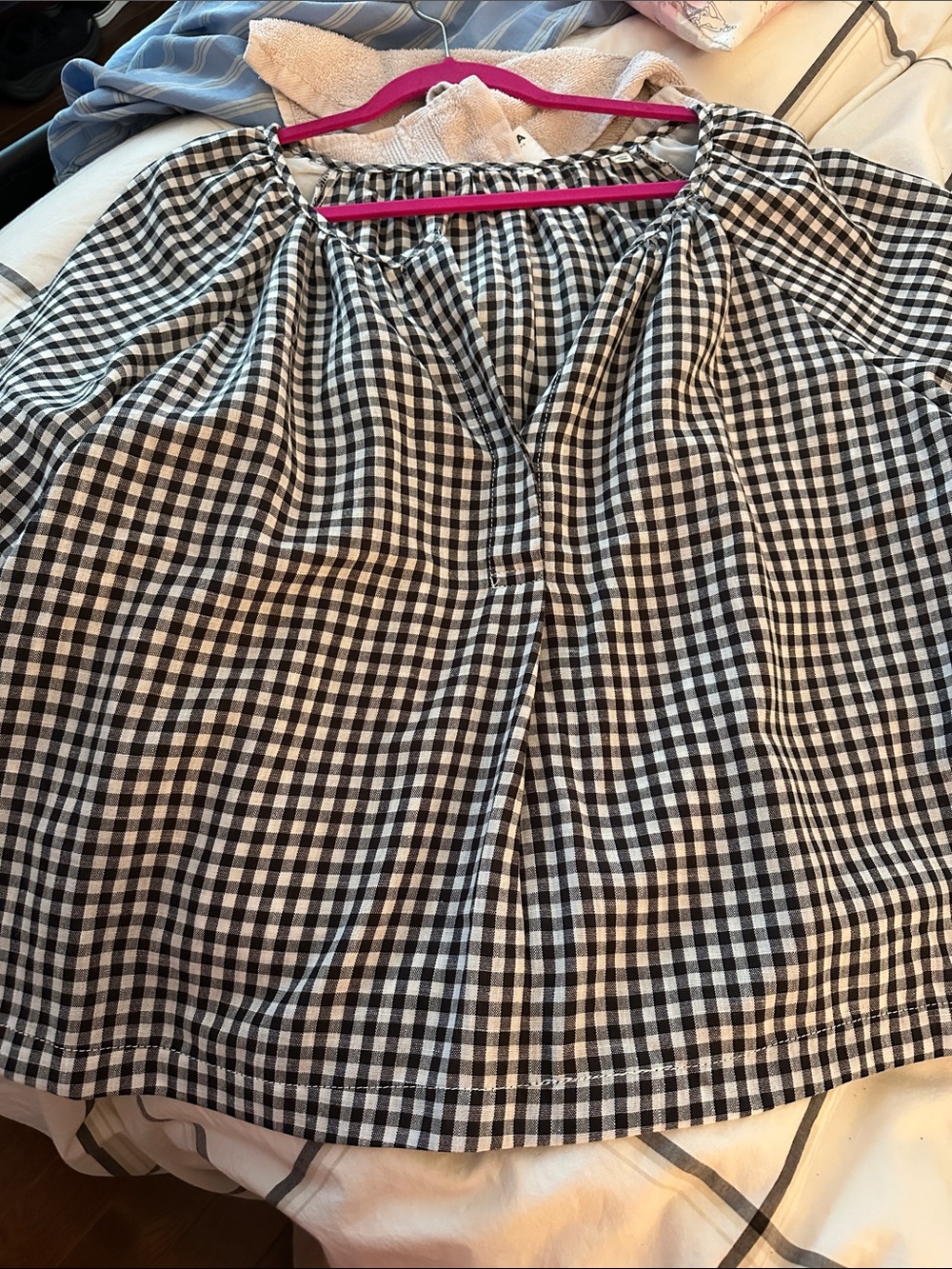 Women's Black and White Gingham A-Line Skirt